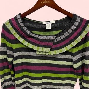 Y2K creamy avocado and metallic ruffle collar sweater Acorn